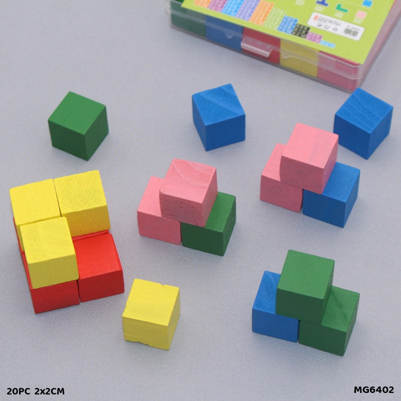 Mg6402 Craft Wood Block 20Pc With Box 2X2Cm (A005)