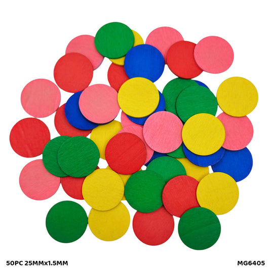 Gift To Love | Craft Wood Coin | Color : Multi | Size : 25 Mm X 1.5 Mm | Pcs : 50 Pc | Code : MG6405