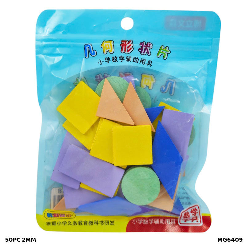 Mg6409 Craft Wood Mixed Shape Pastel Multi 50Pc 2Mm
