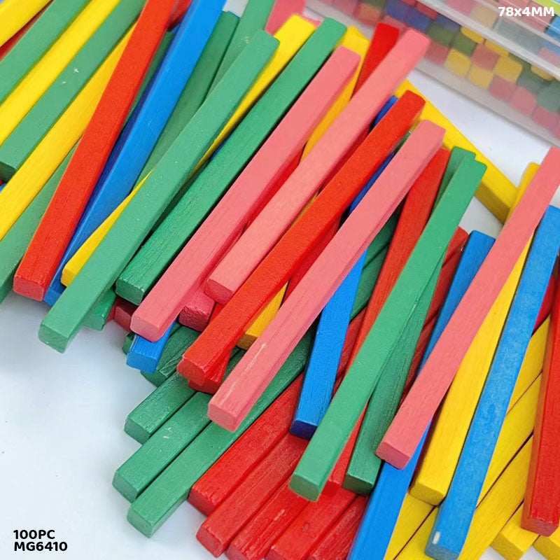 Mg6410 Craft Wood Square Stick Multi 100Pc 78X4Mm