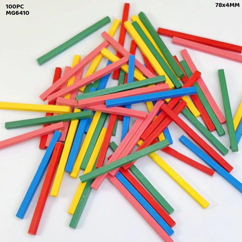 Mg6410 Craft Wood Square Stick Multi 100Pc 78X4Mm