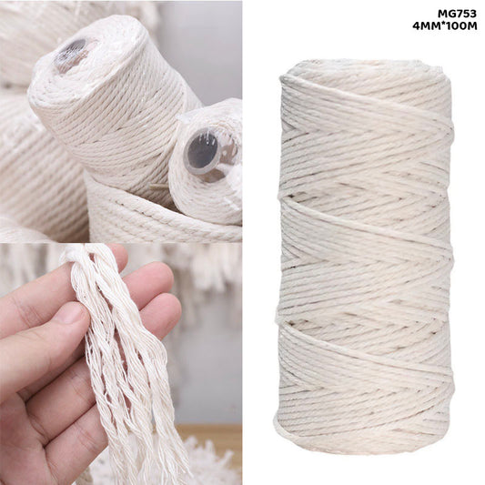 Gift To Love | Macrame Cotton Thread | Color : White | Size : 4 Mm X 100 M | Code : MG753