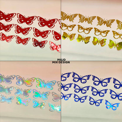 Gift To Love | 3D Butterfly Metallic Glitter Sticker | Pcs : 12 Pcs | Code : MGJD
