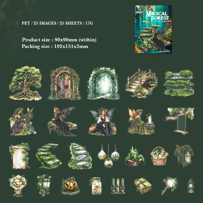 Mhdmfsl001 Retro Magic Forest Deco Sticker 25Pc-Gift To Love-Art & Craft
