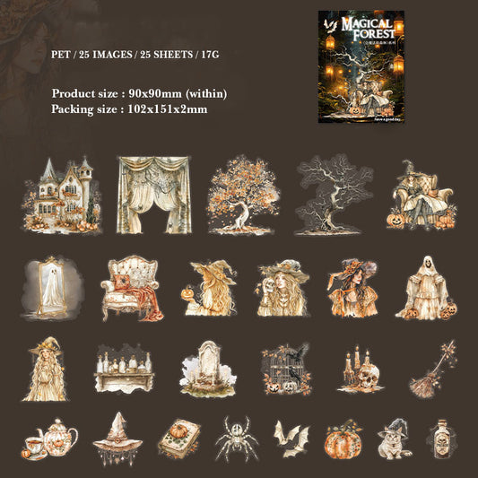 Gift To Love | Retro Magic Forest Deco Sticker | Pcs : 25 Pc | Code : MHDMFSL003
