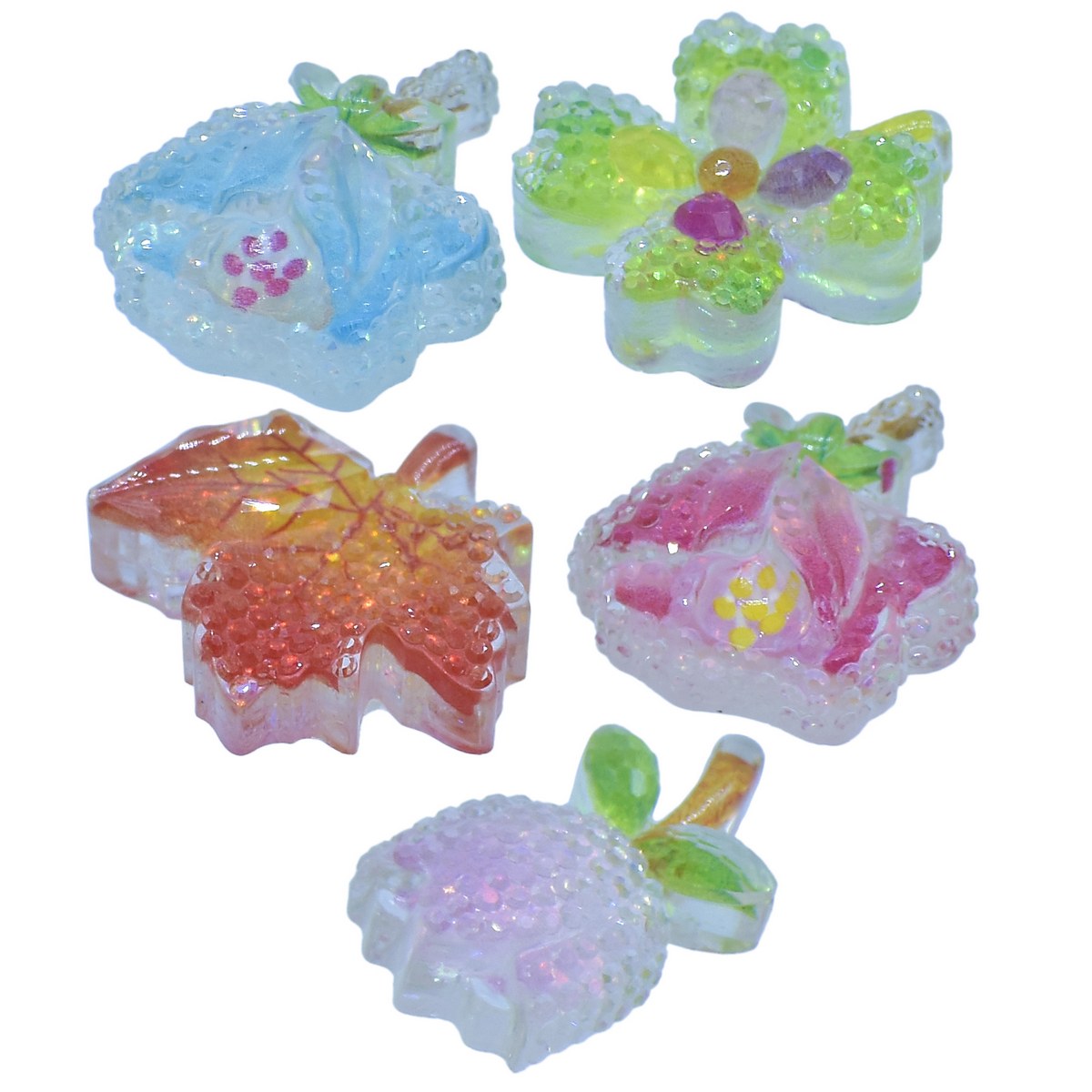 Gift To Love | Miniature Crystal Leaf | Color : Mix Colour | Pcs : 5 Pcs | Code : MMAN-57