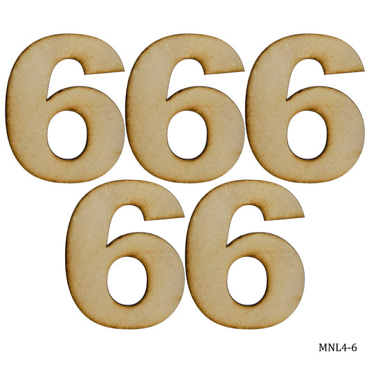 Gift To Love | Mdf Number Letter | Color : No 6 | Size : 4 Inch | Code : MNL4-6
