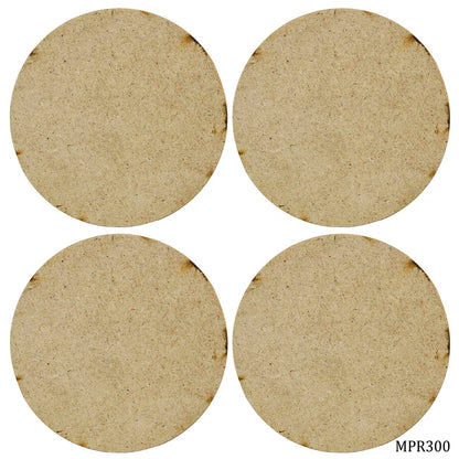 Gift To Love | Mdf Plate Round | Size : 3 X 3 4 Mm | Pcs : 4 Pcs | Code : MPR300