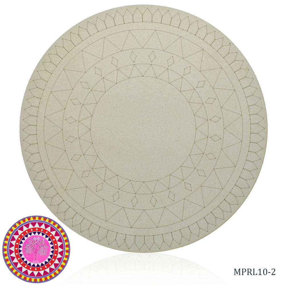 Gift To Love | Mdf Plate Round Lippan Art Design | Size : 10 X 10 X 4 Mm | Code : MPRL10-2