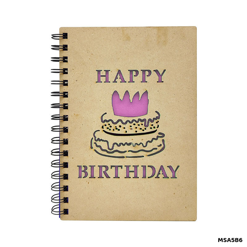 Mdf Spiral Notebook Msa5B6 Happy Birthday Pink A/5