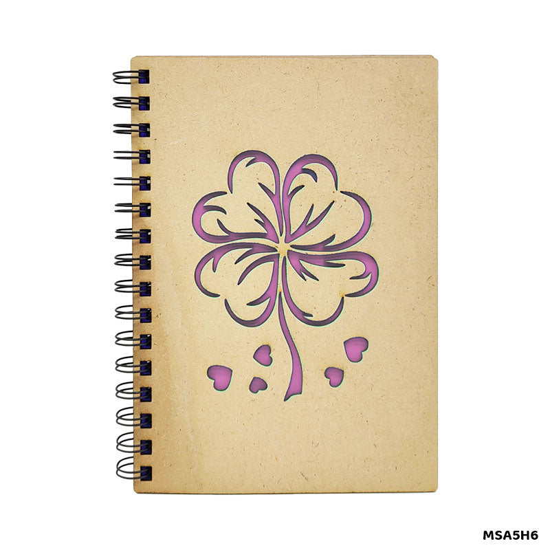 Mdf Spiral Notebook Msa5H6 Flower L Pink A/5