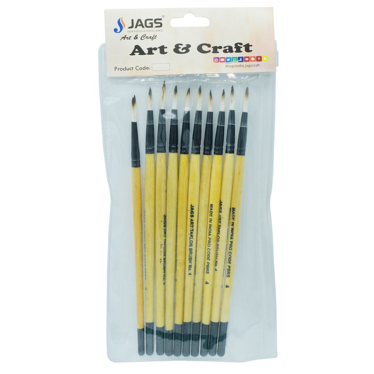 Gift To Love | Painting Brush Round Synthetic Hair | Size : No 4 | Code : PBRS04