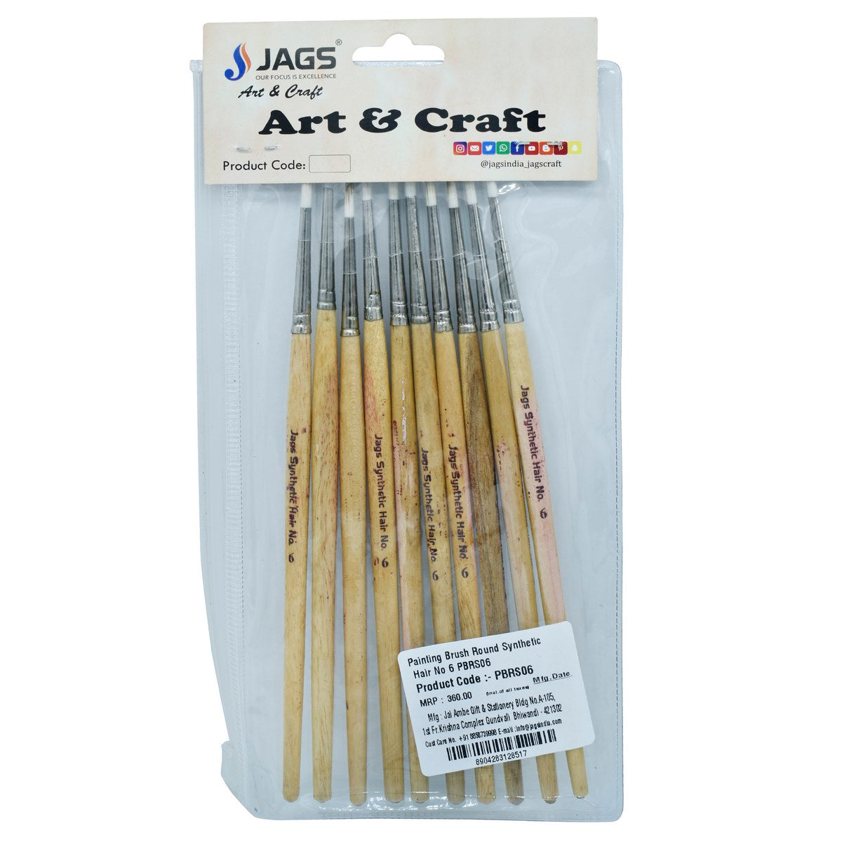 Gift To Love | Painting Brush Round Synthetic Hair | Size : No 6 | Code : PBRS06
