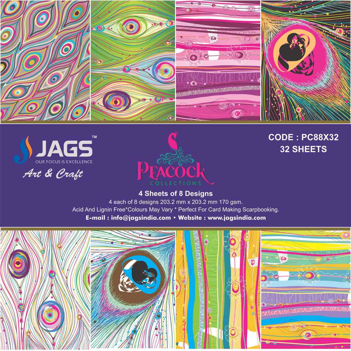 Gift To Love | Paper | Size : 8X8 | Pcs : 32 Sheets | Code : PC88X32