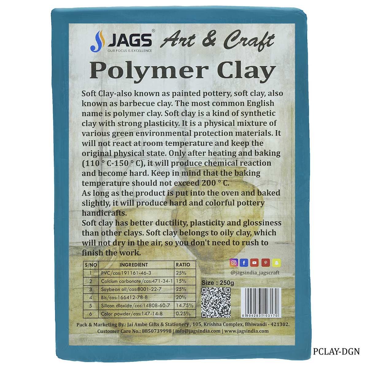 Gift To Love | Polymer Clay | Color : Deep Green | Size : 250 Gm | Code : PCLAY-DGN