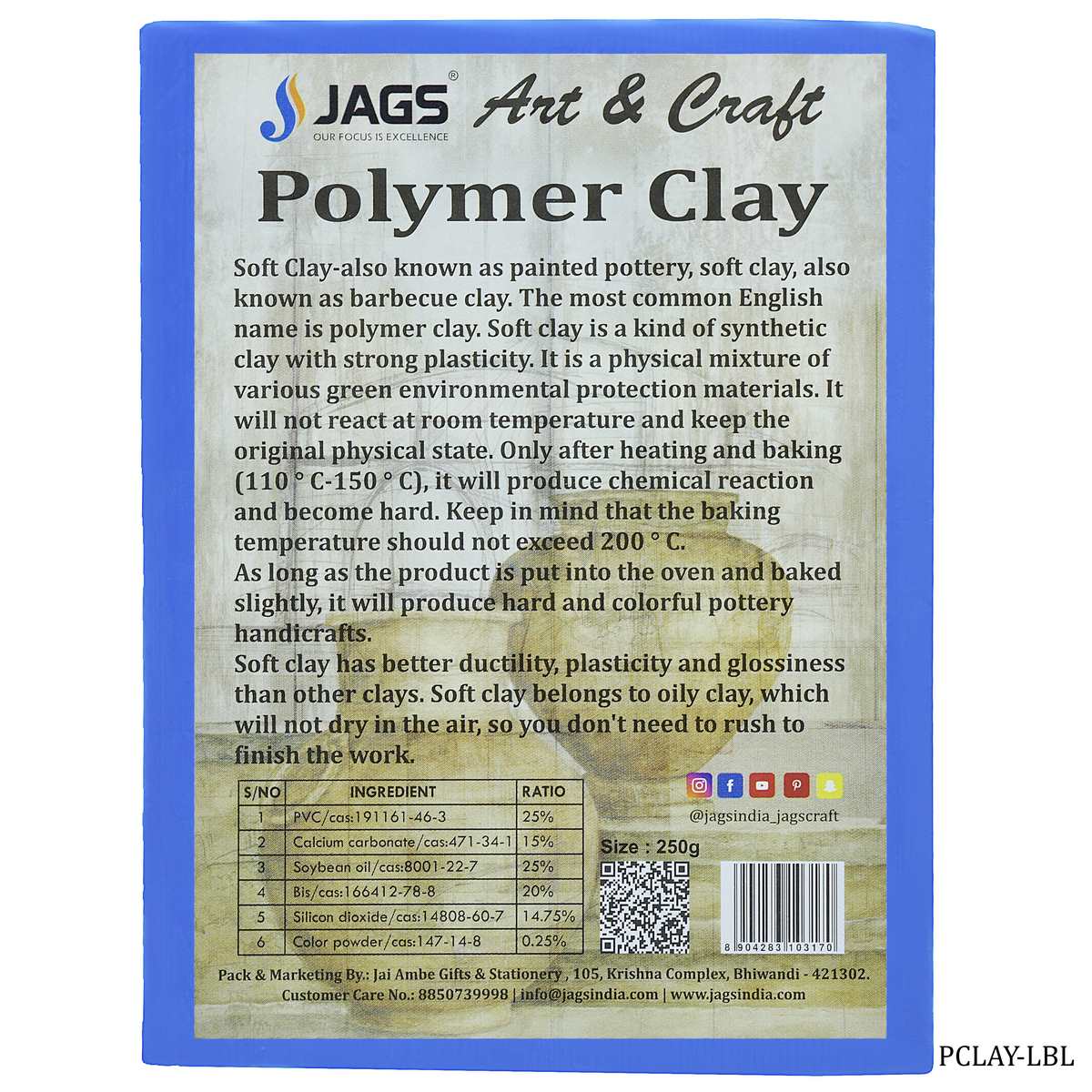 Gift To Love | Polymer Clay | Color : Light Blue | Size : 250 Gm | Code : PCLAY-LBL