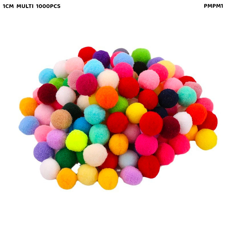 Gift To Love | Pompom Bhari | Color : Multi Color | Size : 1 Cm | Pcs : 1000 Pcs | Code : PMPM1