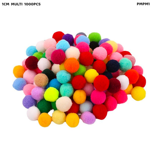 Gift To Love | Pompom Bhari | Color : Multi Color | Size : 1 Cm | Pcs : 1000 Pcs | Code : PMPM1
