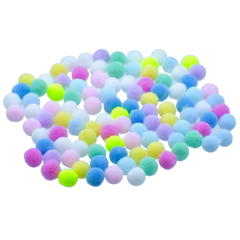 Gift To Love | Pom Pom Ball With Chenille Stem Wire Stick | Color : Pastel Colors | Size : 1 Cm | Pcs : 100 Pcs | Code : PPB00