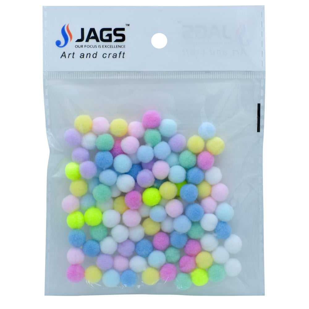 Gift To Love | Pom Pom Ball With Chenille Stem Wire Stick | Color : Pastel Colors | Size : 1 Cm | Pcs : 100 Pcs | Code : PPB00