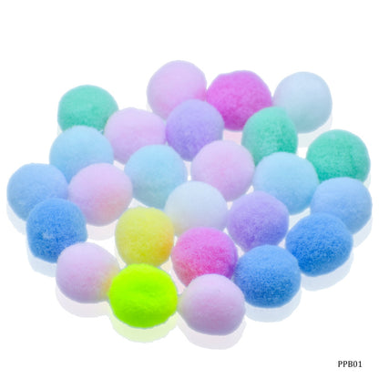 Gift To Love | Pom Pom Ball With Chenille Stem Wire Stick | Color : Pastel Colors | Size : 2 Cm | Pcs : 10 Pcs | Code : PPB01