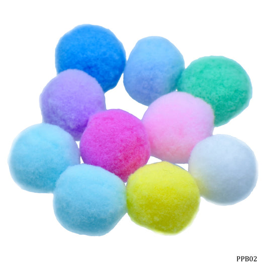 Gift To Love | Pom Pom Ball With Chenille Stem Wire Stick | Color : Pastel Colors | Size : 3 Cm | Pcs : 10 Pcs | Code : PPB02