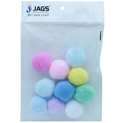 Gift To Love | Pom Pom Ball With Chenille Stem Wire Stick | Color : Pastel Colors | Size : 3 Cm | Pcs : 10 Pcs | Code : PPB02