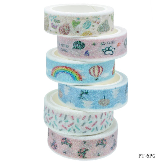 Gift To Love | Craft Tape Paper Tape | Size : 1.5 Cm X 2 M | Pcs : 6 Pcs | Code : PT-6PG