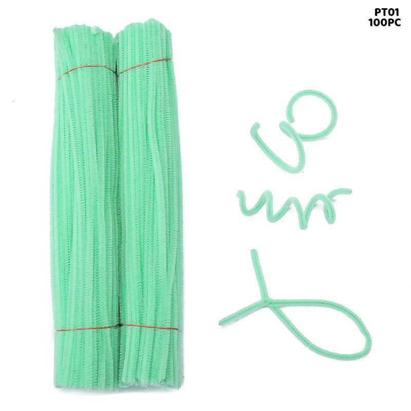 Gift To Love | Craft Pipe Cleaner | Color : Pastel Green | Size : 7 Mm X 30 Cm | Pcs : 100 Pcs | Code : PT01