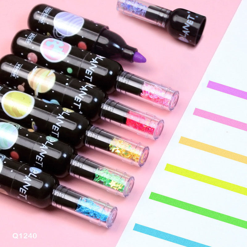 Q1240 Highlighter 6Pc Planet Wine Bottle
