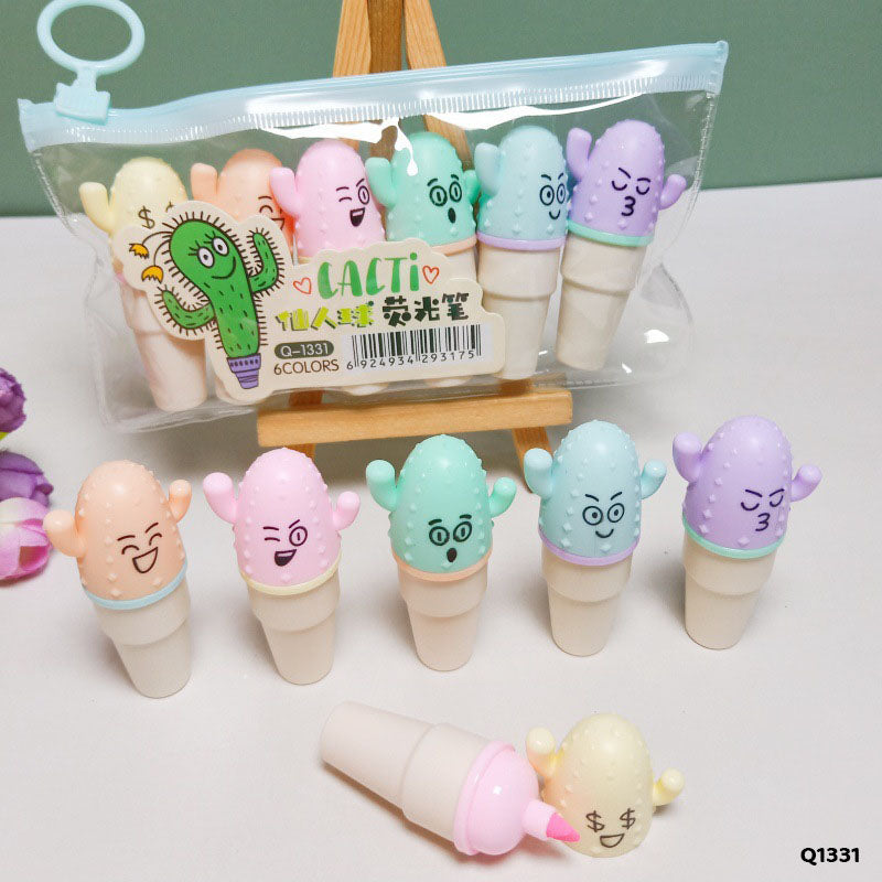 Cute Cactus Highlighter 6 Pcs