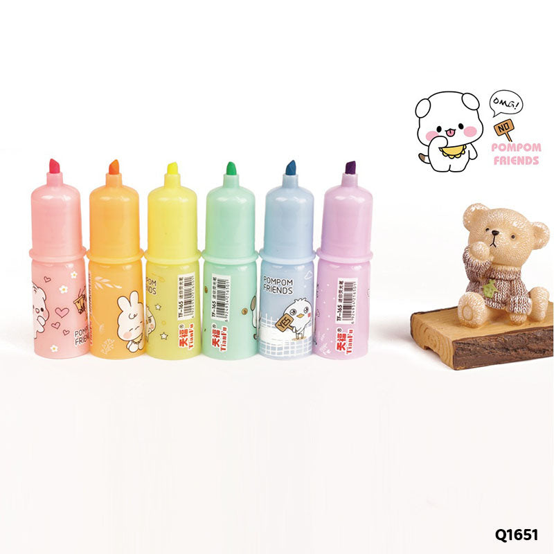 Pompom Friends Highlighter 6 Pcs