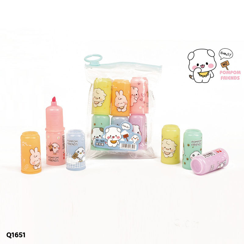 Pompom Friends Highlighter 6 Pcs