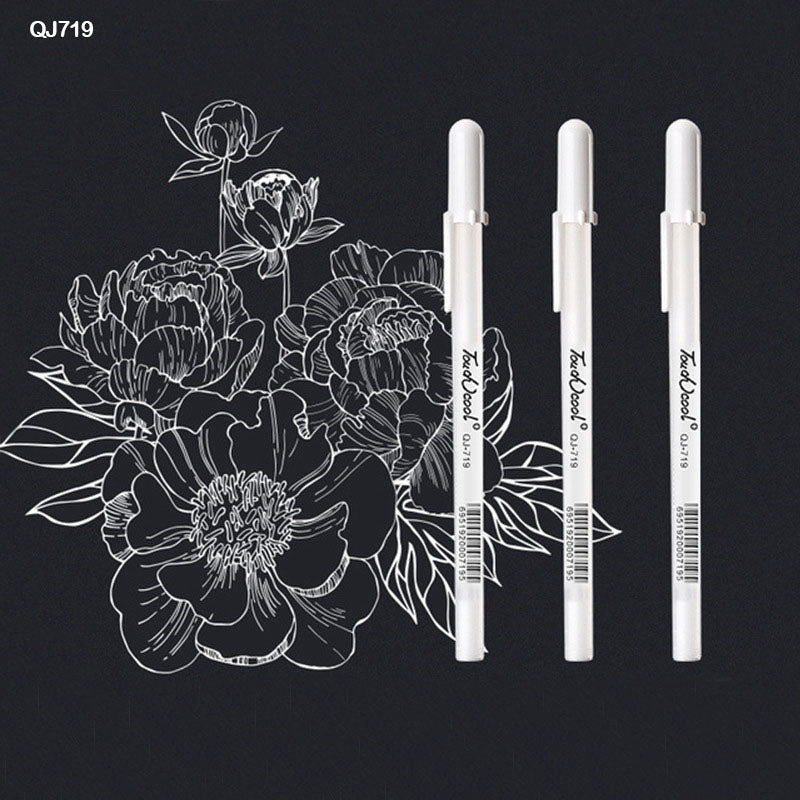 Gift To Love | Highlights Pen | Color : White | Size : 0.8 Mm | Pcs : 3 Pcs | Code : QJ719
