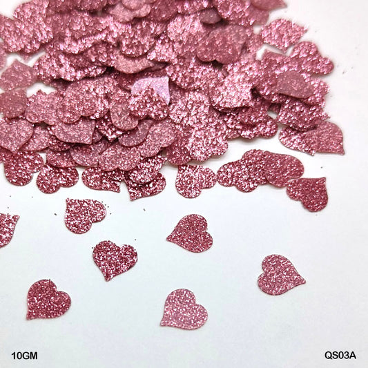 Gift To Love | Heart Glitter Sequins | Size : 7 Mm | Pcs : 10 Gm | Code : QS03A