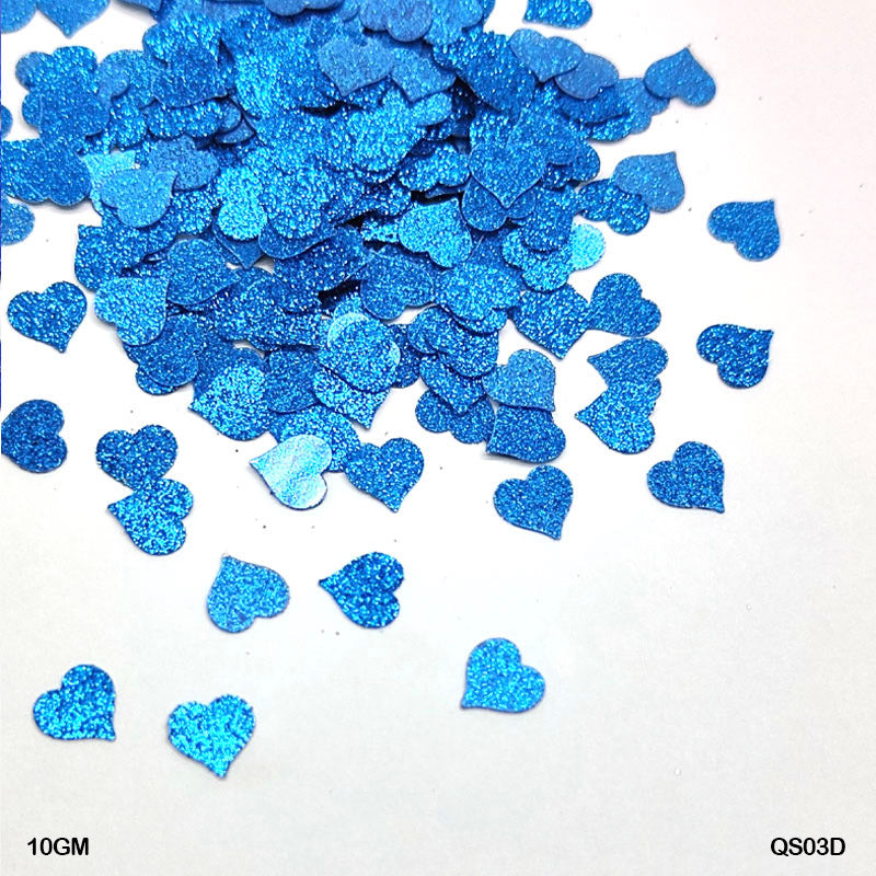 Gift To Love | Heart Glitter Sequins | Size : 7 Mm | Pcs : 10 Gm | Code : QS03D