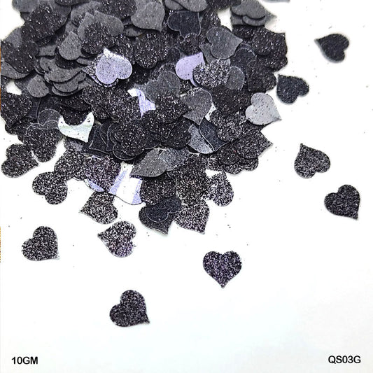 Gift To Love | Heart Glitter Sequins | Size : 7 Mm | Pcs : 10 Gm | Code : QS03G