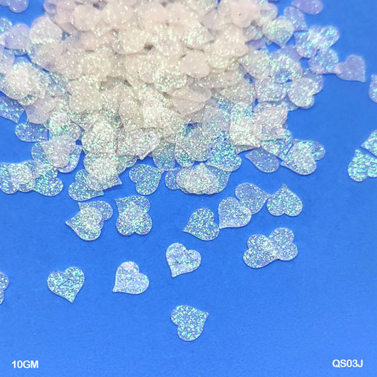 Gift To Love | Heart Glitter Sequins | Size : 7 Mm | Pcs : 10 Gm | Code : QS03J