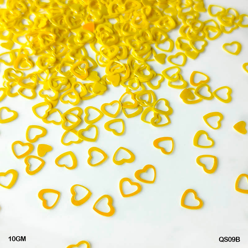 Gift To Love | Heart Sequins | Color : Yellow | Size : 6 Mm | Pcs : 10 Gm | Code : QS09B