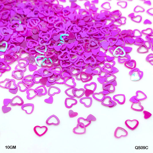 Gift To Love | Heart H Sequins | Color : Dark Pink | Size : 6 Mm | Pcs : 10 Gm | Code : QS09C