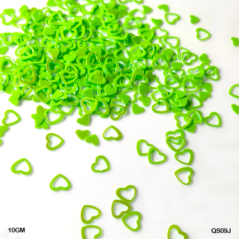 Gift To Love | Heart Sequins | Color : Green | Size : 6 Mm | Pcs : 10 Gm | Code : QS09J