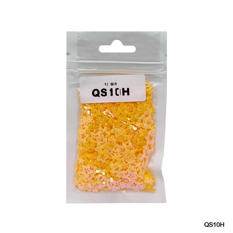 Gift To Love | Star Flower Sequins | Color : Yellow | Size : 7 Mm | Pcs : 10 Gm | Code : QS10H