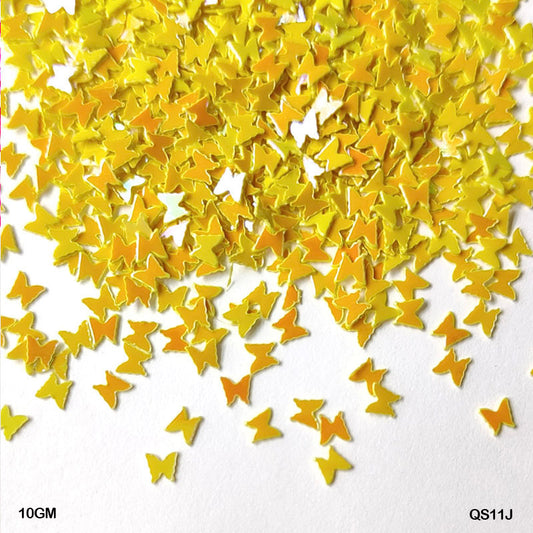 Gift To Love | Butterfly Sequins | Color : Yellow | Size : 3 Mm | Pcs : 10 Gm | Code : QS11J