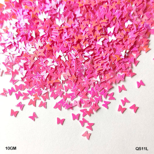 Gift To Love | Butterfly Sequins | Color : Pink | Size : 3 Mm | Pcs : 10 Gm | Code : QS11L