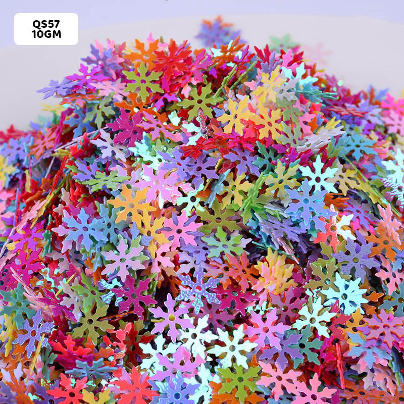 Gift To Love | Snowflake Sequins | Size : 9 Mm | Pcs : 10 Gm | Code : QS57