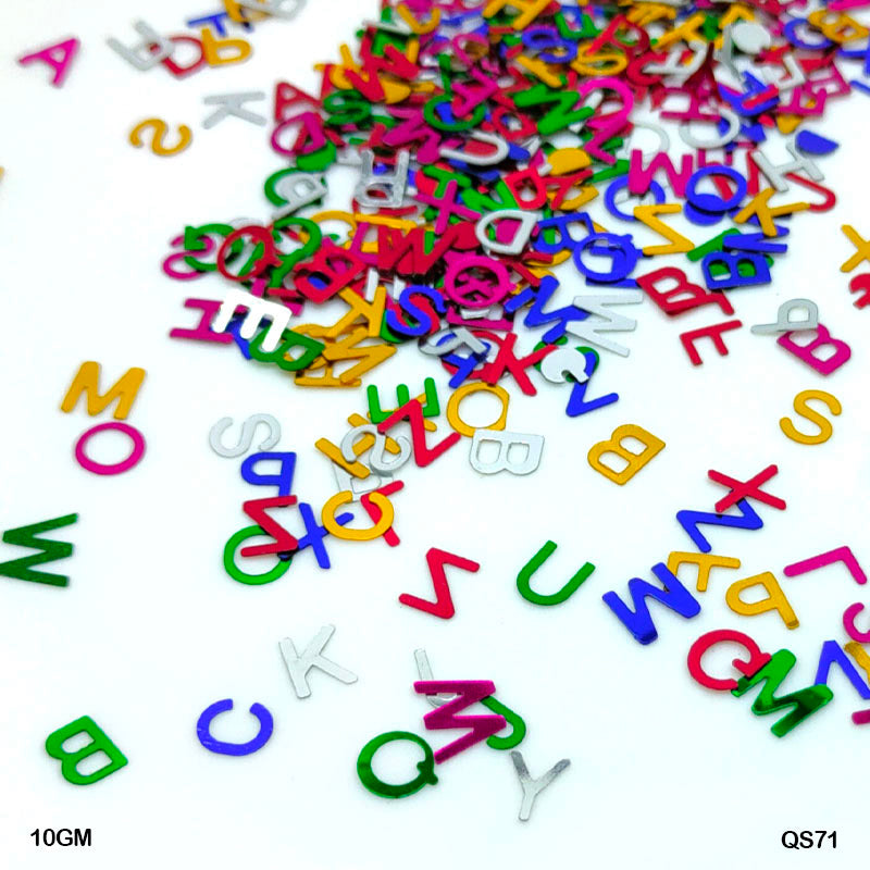 Gift To Love | Multi Capital Alphabet Sequins | Size : 8 Mm | Pcs : 10 Gm | Code : QS71