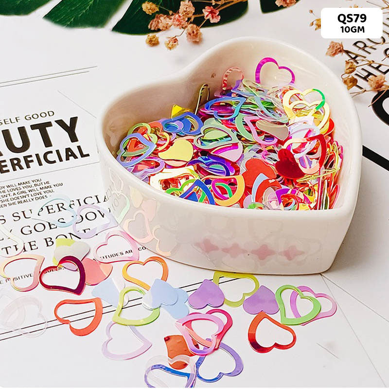 Gift To Love | Heart Sequins | Size : 13 Mm | Pcs : 10 Gm | Code : QS79