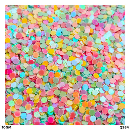 Gift To Love | Hexagon Sequins | Color : Multi | Size : 4 Mm | Pcs : 10 Gm | Code : QS84