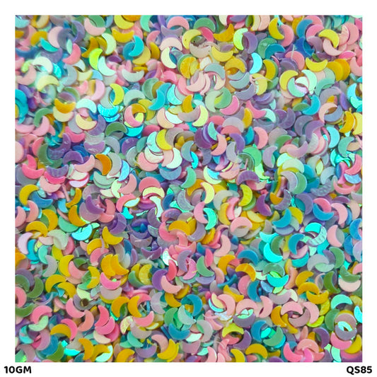 Gift To Love | Moon Sequins | Color : Multi | Size : 3 Mm | Pcs : 10 Gm | Code : QS85