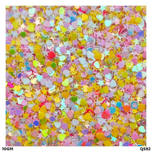 Gift To Love | Heart Star Sequins | Color : Multi | Pcs : 10 Gm | Code : QS92